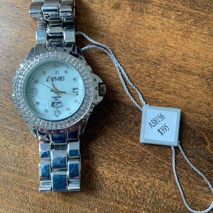 August Steiner Stainless Steel Diamond Dial Watch